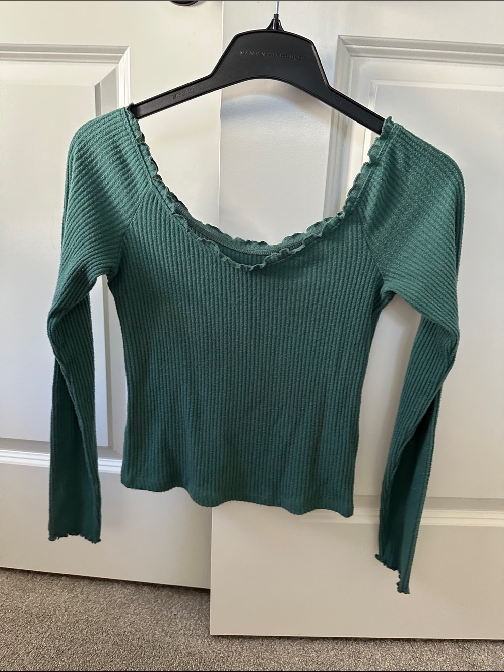 Abercrombie & Fitch Ribbed Scoop Neck Sweater - Teal Green
